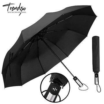 TRENDZIO Automatic Open & Close Windproof Umbrella | 10-Rib UV Protection Folding Travel Umbrella for Rain & Sun